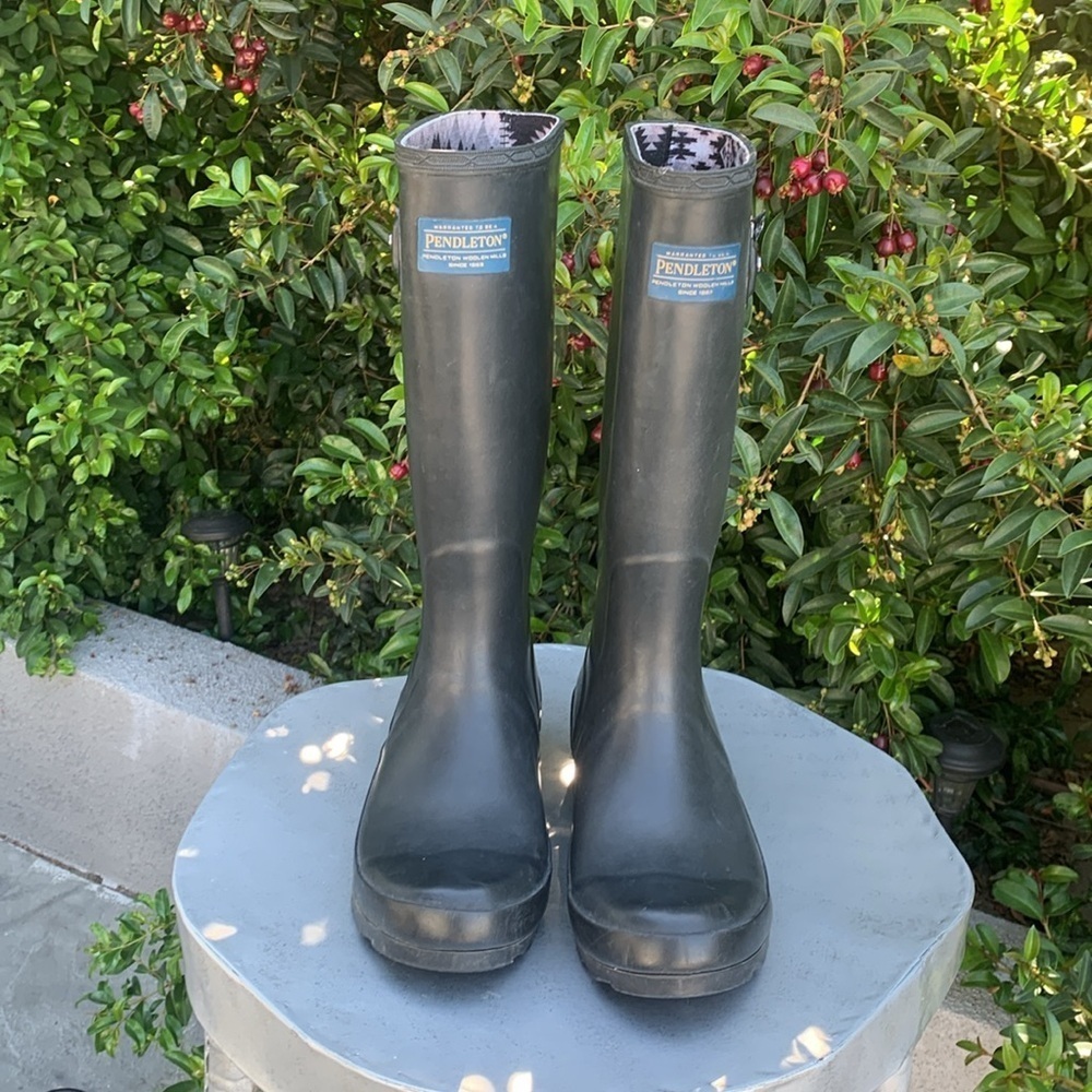 Pendleton Womens Classic Tall Black Wellie Rain Boots - Picture 3 of 8